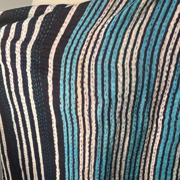 Mieko Mintz Women's Scarf Mixed Print Kantha Patchwork Multicolored Cotton 86" - Picture 9 of 10